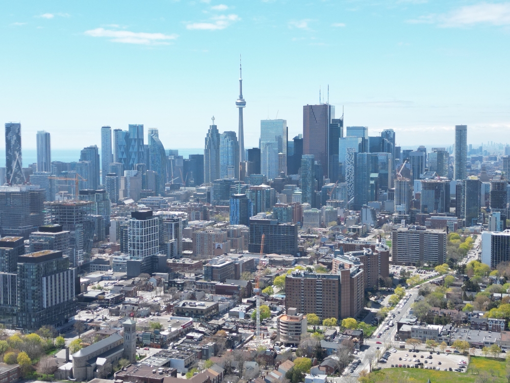 Aerial view of downtown Toronto.